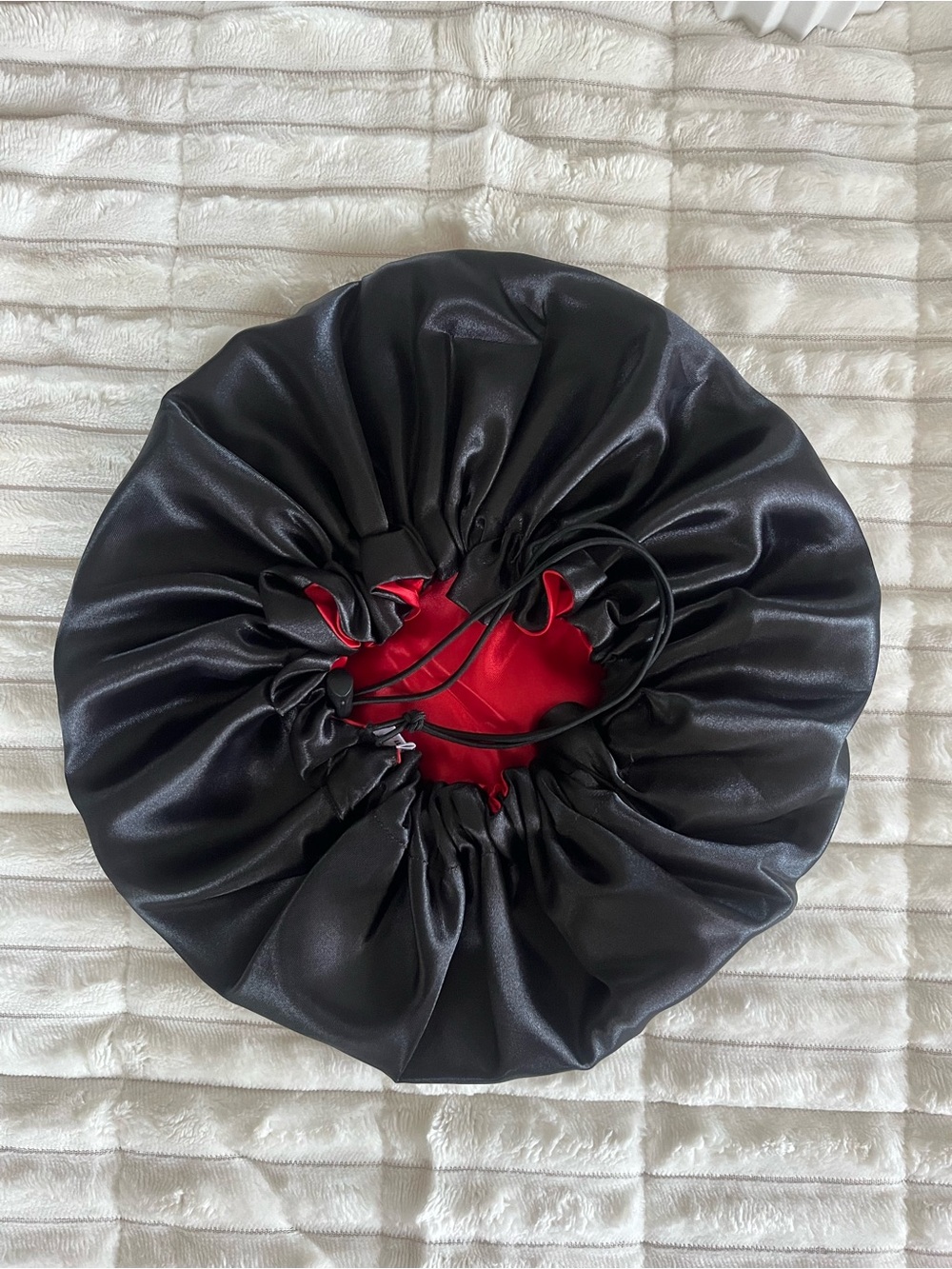 Black Satin Adjustable and reversible hair Bonnet